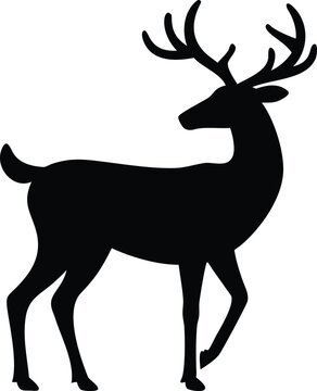 Graceful Deer Silhouette with Large Antlers &ndash; Elegant Minimalist Wildlife Vector Art
