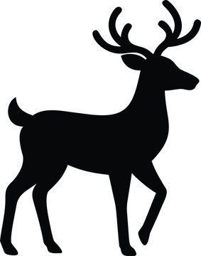 Graceful Deer Silhouette with Large Antlers &ndash; Elegant Minimalist Wildlife Vector Art
