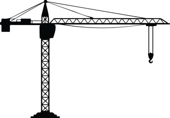 Construction Crane Silhouette on White Background © BIPLABKUMAR