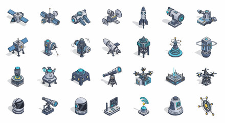 Isometric Spacecraft Collection - Detailed Illustrations of Futuristic Space Technology. © Kuda