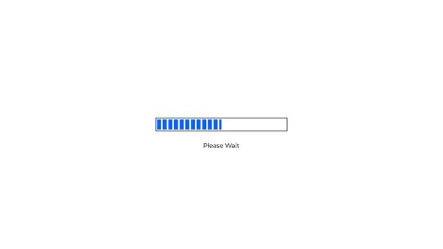 Blue please wait Loading Progress Bar Animation on White Background.4k video