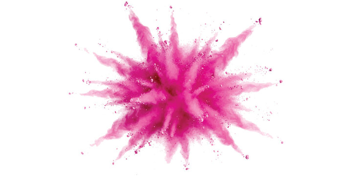 Bright pink powder explosion bursting in the air Vector, illustration