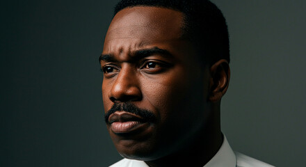 Obraz premium Close up portrait of serious businessman in dramatic light