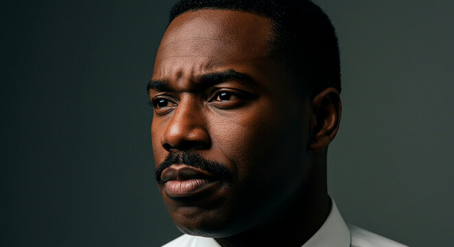 Close up portrait of serious businessman in dramatic light