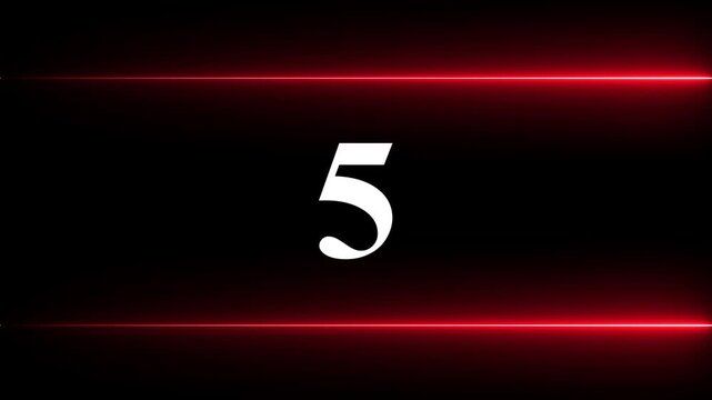 Glowing neon numbers from 0 to 43 countdown in pink color neon line and black background.