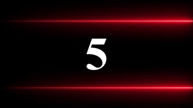 Glowing neon numbers from 0 to 50 countdown in pink color neon line and black background.