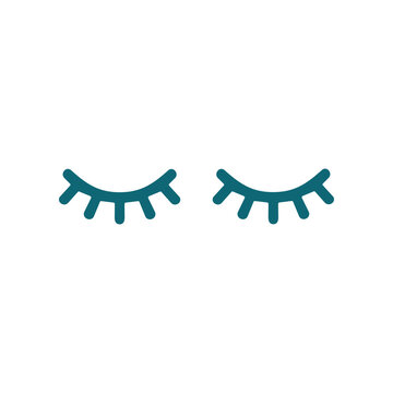 Teal eyelashes isolated on white.