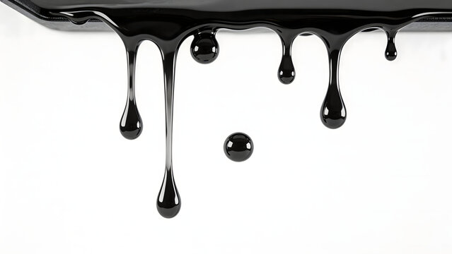 Black liquid dripping from surface