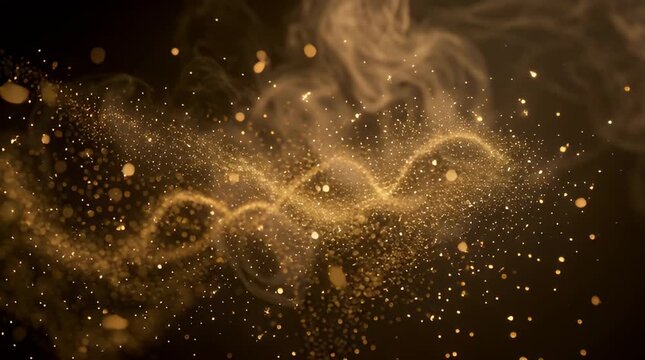 Glowing golden particles in space.