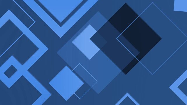 Abstract geometric background with overlapping translucent squares and diamonds animation