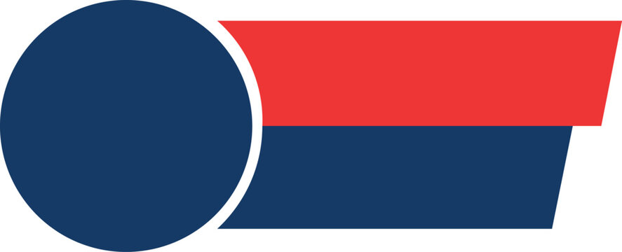 bold geometric navy blue circle and red parallelogram logo design with clean lines on white background