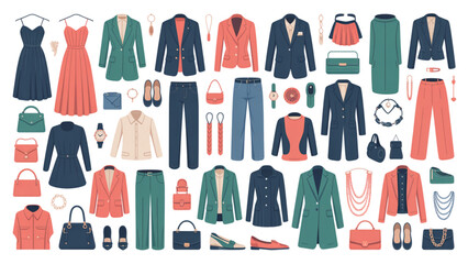 Colorful collection of winter coats and jackets in a flat design style Vector © MST REZIA