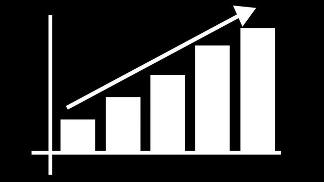 Ascending bar chart with five bars and upward arrow animation