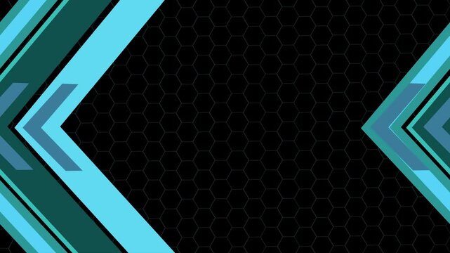 Honeycomb background geometric chevrons on left and right modern tech abstract design animation