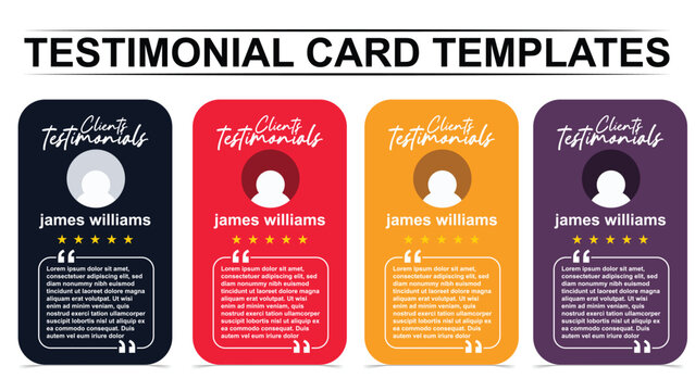 Customer testimonial card template bundle for social media marketing review post layout vector illustration