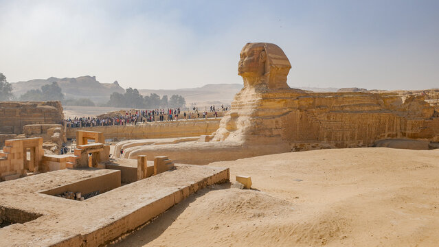 Giza, Egypt - 25 Jan, 2026: The Great Sphinx of Giza, Giza Pyramids and Plateau, Egypt