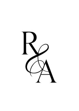 Elegant R and A Wedding Monogram Logo the Minimalist Black and White R A Typography