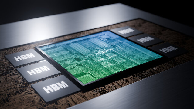 3d rendered image of high bandwidth memory or HBM.