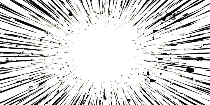 Abstract black and white comic book style speed lines background with radial motion effect Vector, illustration