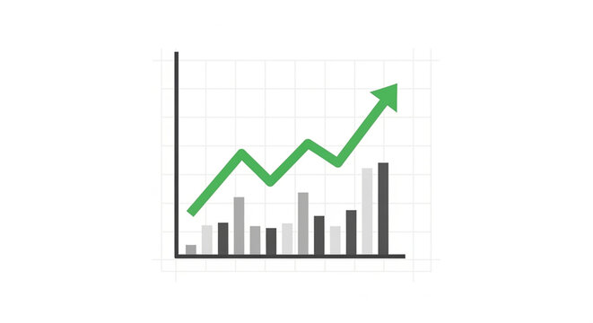 A green line graph with an upward trend on a grid background