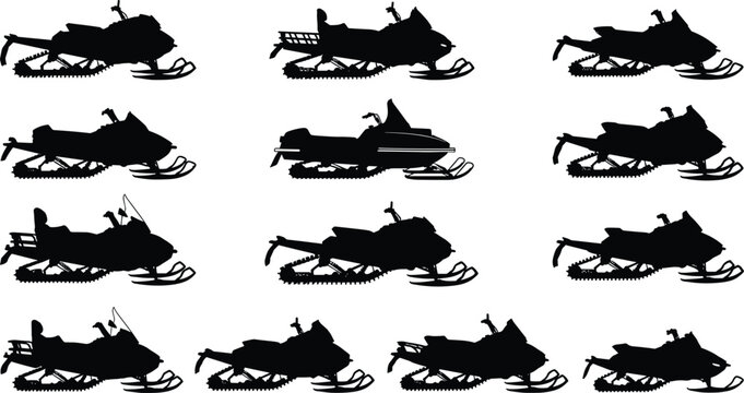 Several snowmobiles are speeding across a snowy landscape in various directions.