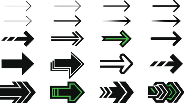 Collection of directional arrows icons for navigation and wayfinding