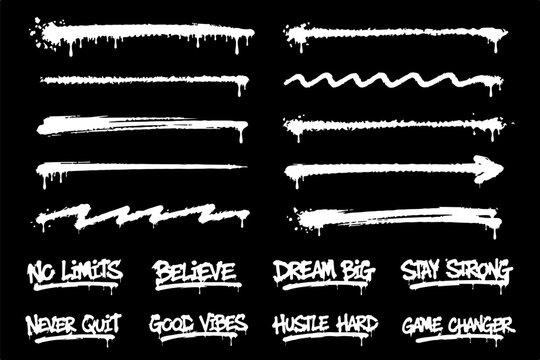 Graffiti words and spray paint lines
