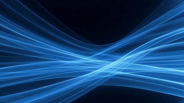 Abstract blue light streaks flowing dynamically in digital style on a dark background, concept of energy and motion