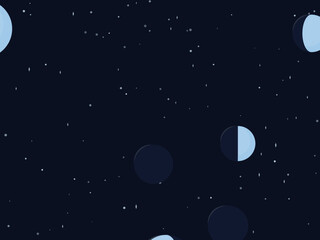Fototapeta premium Moon Phase Pattern Night Sky Astrology Background