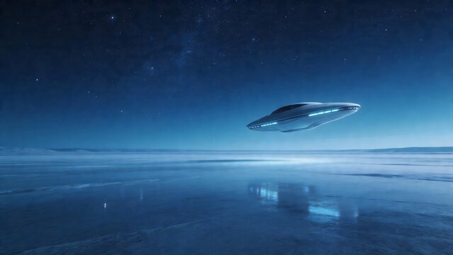 UFO hovering over icy surface