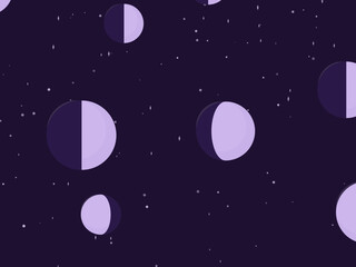 Fototapeta premium Crescent Moon Scattered Celestial Pattern
