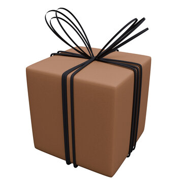 Carboard box package with black ribbon