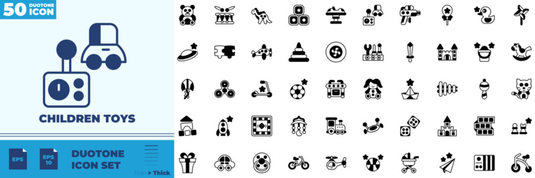 Children Toys Duotone Editable Icons set