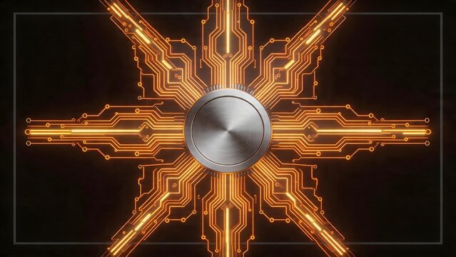 Circuit board design with glowing lines