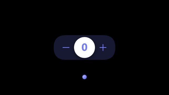 Modern Counter Button Animation with Plus and Minus Controls on Dark Background
