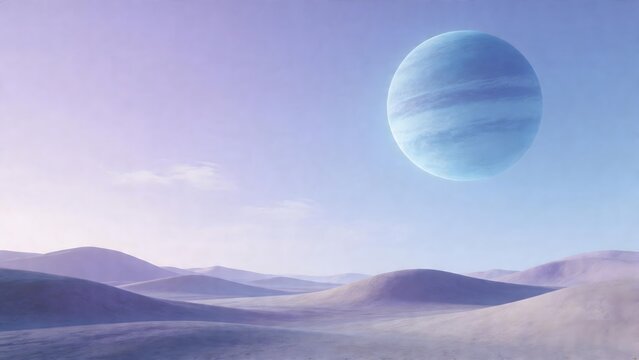 Exotic alien landscape with planet