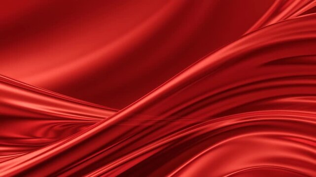 Flowing red silky fabric in smooth glossy style on red backdrop, concept of elegance, luxury and refinement