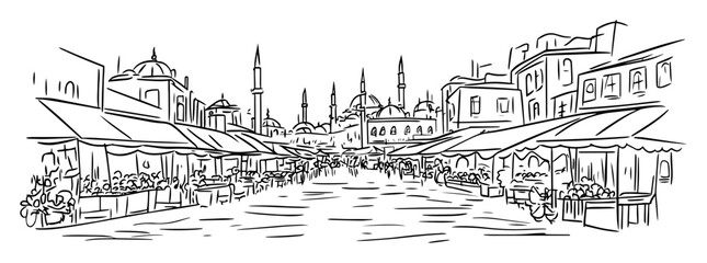 street market near blue mosque in istanbul © Mago