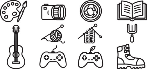 Flat icons set of creative and recreational activities Vector © Torikul