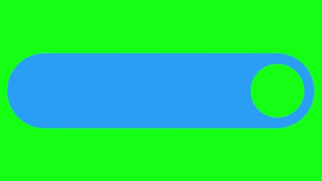 Gray toggle animation on green chroma key background with circular slider moving.