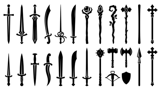 Flat pack of various arrow and cross symbols isolated on transparent background, Vector