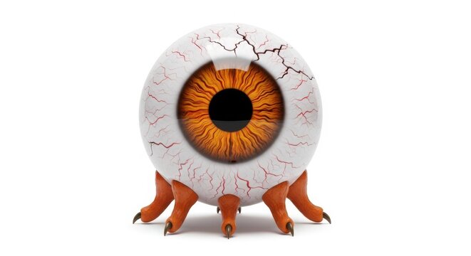 Creepy animated eyeball monster with spider legs
