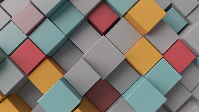 Abstract 3D Motion Background with Moving Colored Cubes