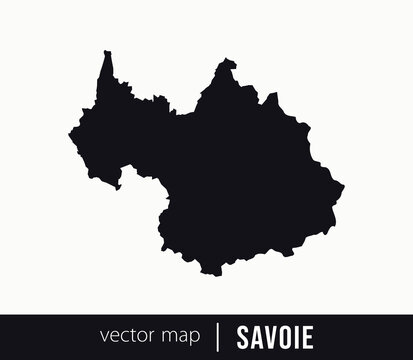 Minimal black silhouette map of Savoie. administrative division of France. Clean vector geographic outline perfect for cartography projects, travel designs, regional branding.