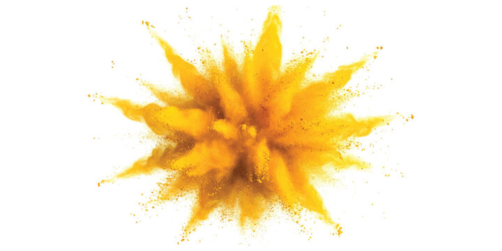 Bright yellow powder explosion bursting in the air Vector, illustration