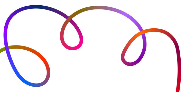 Modern Calligraphic Ribbon Flourish Vector Illustration Featuring Dynamic Flowing Spectral Violet Pink and Orange Gradient Underlay Track Layout