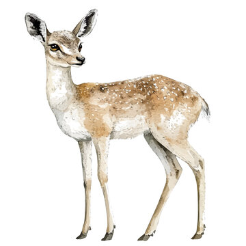 Klipspringer, watercolor illustration featuring playful movement and lively expressions, isolated on a white background.