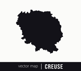 Obraz premium Minimal black silhouette map of Creuse. administrative division of France. Clean vector geographic outline perfect for cartography projects, travel designs, regional branding.