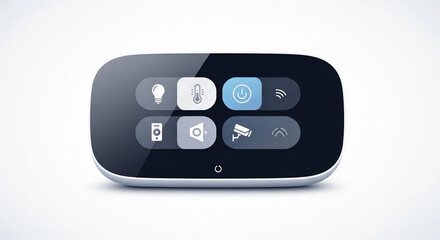 Obraz premium A sleek smart home device control panel with icons for lighting, temperature, and alarms