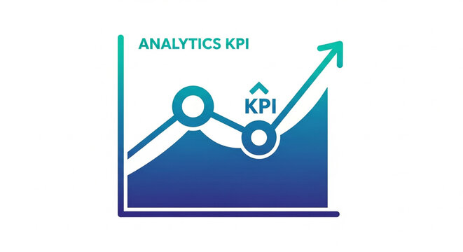A minimalist vector graphic depicting analytics KPI with increasing performance trend